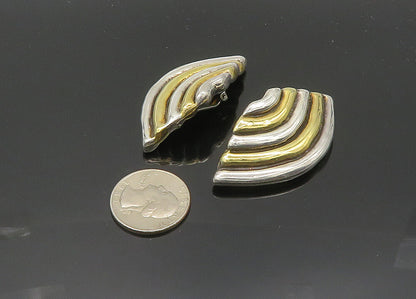 BATAMI ISRAEL 925 Sterling Silver  Vintage 2 Tone Non Pierce Earrings  EG9984