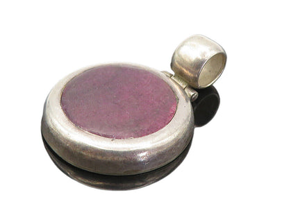 925 Sterling Silver  Vintage Purple Jasper Round Hinge Drop Pendant  PT6286