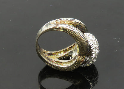 925 Sterling Silver  Vintage Topaz Textured Loop Band Ring Sz 6  RG21677