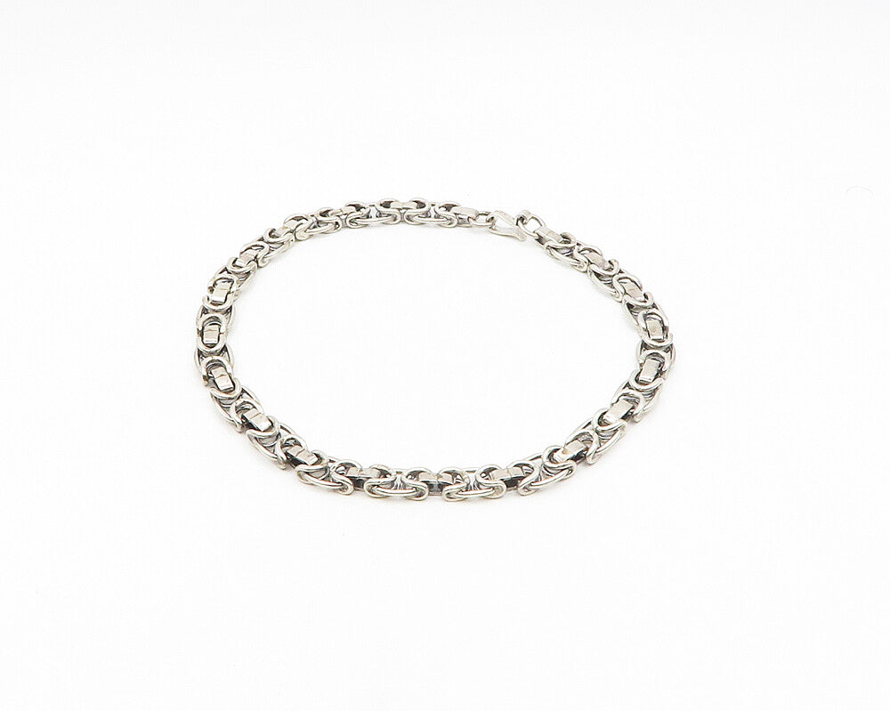 925 Sterling Silver Vintage Smooth Hinge Heavy Link Chain Necklace  NE3034