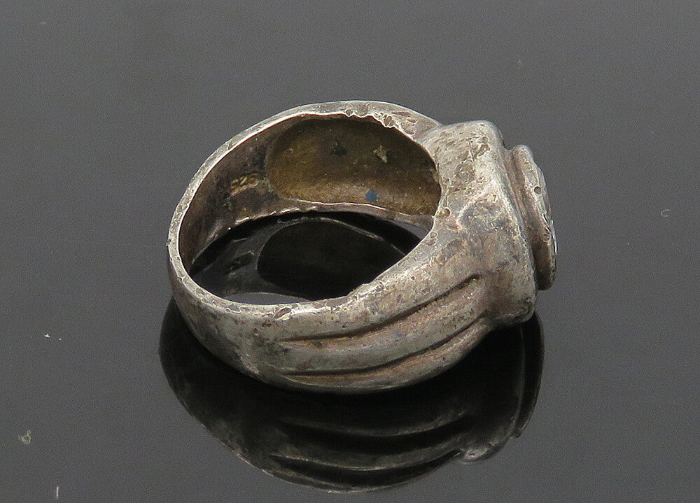 925 Sterling Silver  Vintage Cubic Zirconia Rustic Band Ring Sz 7  RG20789