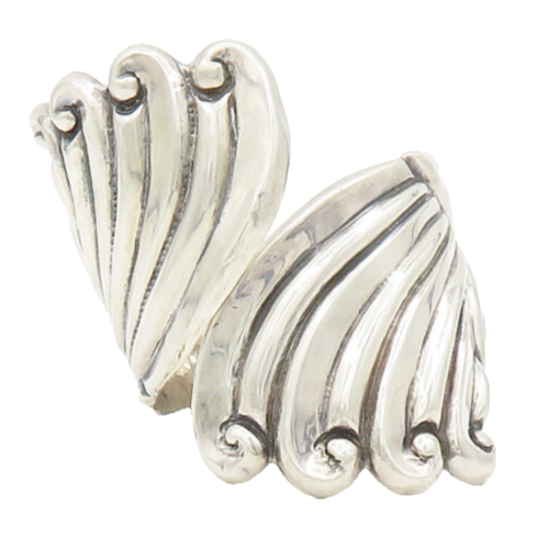 MEXICO 925 Sterling Silver  Vintage Swirl Wings Bypass Cuff Bracelet  BT7454