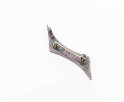 ISRAEL 925 Sterling Silver  Vintage Mother Of Pearl Mosaic Brooch Pin  BP7922