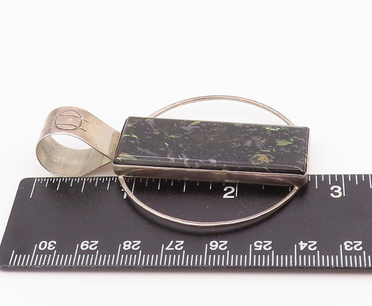 925 Sterling Silver Vintage Pendant DTR JAY KING Black Opal Circle Bar  PT26040