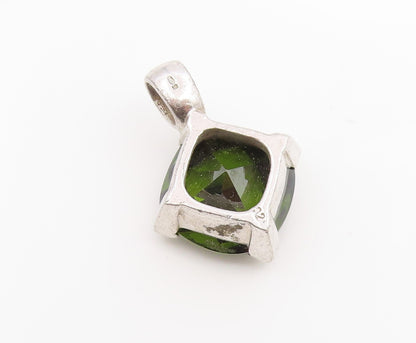 925 Sterling Silver Vintage Pendant Modernist Faceted Peridot Charm  PT26223