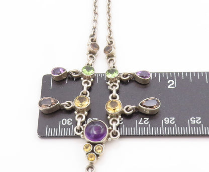 925 Sterling Silver Vintage Necklace NICKY BUTLER Multi Gemstone Chain  NE4639