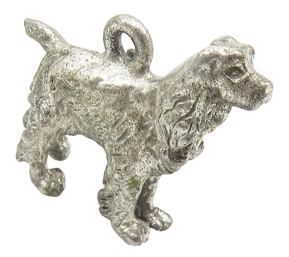 925 Sterling Silver  Vintage Petite Dark Tone Standing Dog Pendant  PT8687