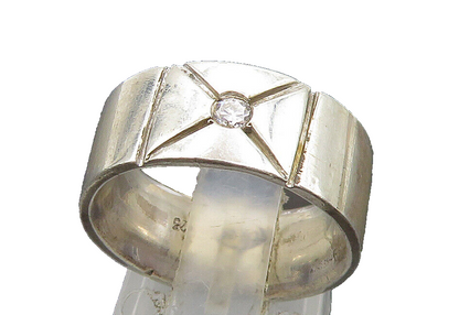 CILOR 925 Sterling Silver  Vintage White Topaz Smooth Band Ring Sz 5  RG23947