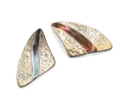 PEARCE 925 Silver  Vintage Polished & Hammered Wings Drop Earrings  EG12137