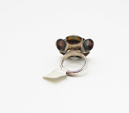 925 Sterling Silver  Vintage Sculpted Spring Flower Cocktail Ring Sz 5.5 RG3103