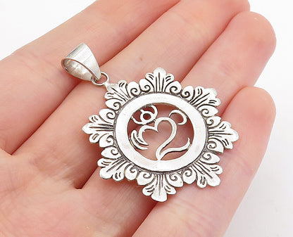 925 Sterling Silver  Shiny Petite Etched Om Spiritual Symbol Pendant  PT5847
