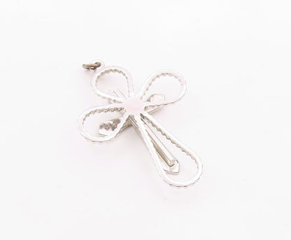 925 Sterling Silver  Shiny Polished Religious Cross Drop Pendant  PT14411