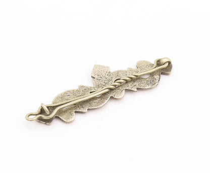 925 Sterling Silver Vintage Hair Clip Swirly Carved Floral Design  TR3805