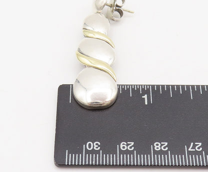 14k GOLD & 925 Sterling Silver  Vintage Swirl Breaded Drop Earrings  EG12549