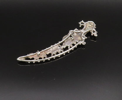 925 Sterling Silver  Vintage Antique Elephant Cutout Sword Brooch Pin  BP9965