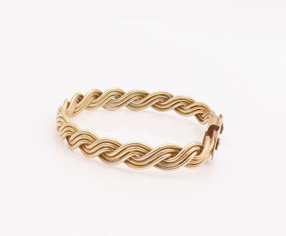 925 Sterling Silver Vintage Bracelet MMA Gold Plated Woven Design Cuff  BT10575