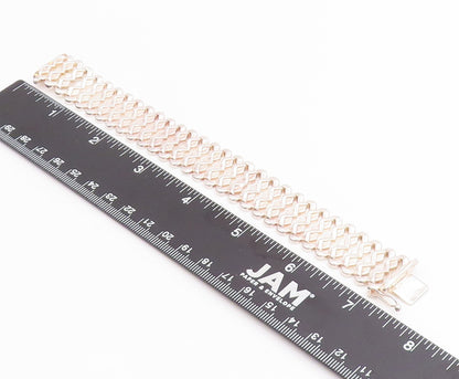 925 Sterling Silver Vintage Bracelet Classic Woven Geometric Ladder Link BT11822