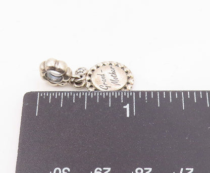 PANDORA 925 Sterling Silver  Vintage Petite Topaz Grandmother Pendant  PT19215