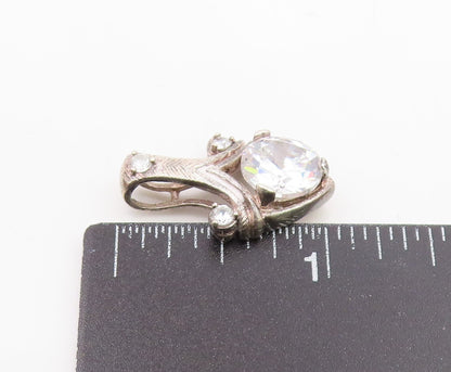 925 Sterling Silver  Vintage Sparkling Cubic Zirconia Pendant  PT19957