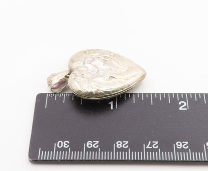 925 Sterling Silver Vintage Pendant Art Nouveau Style Love Heart OPENS  PT26283
