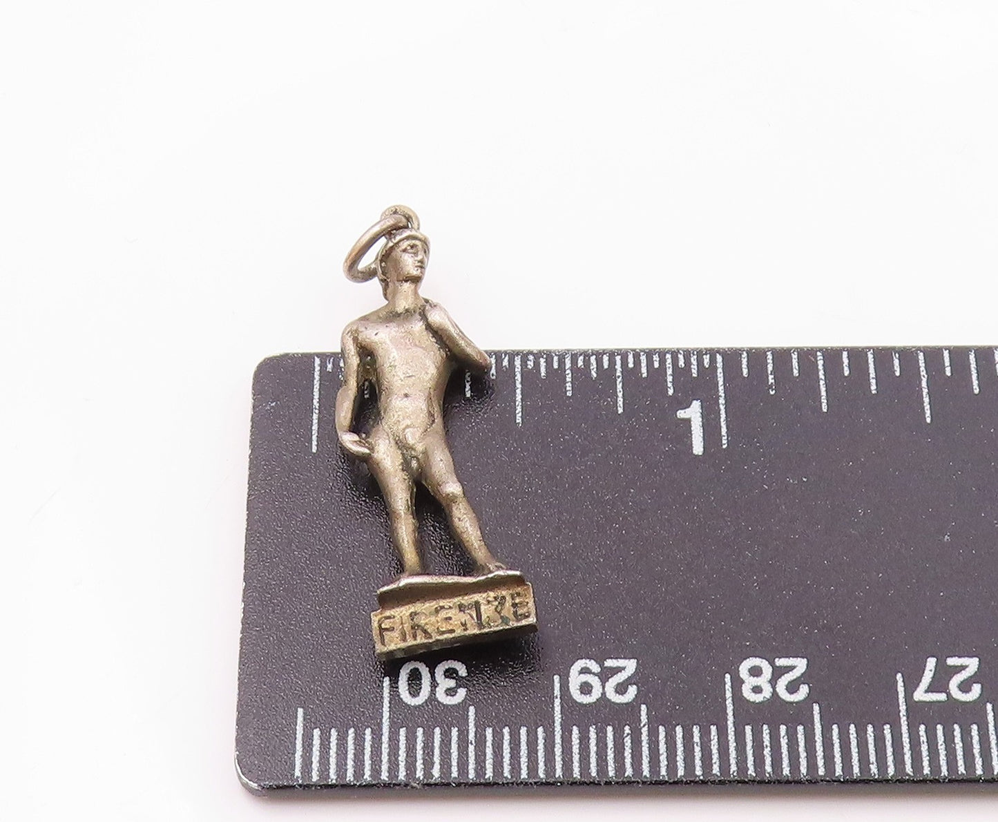 925 Sterling Silver  Vintage Petite Male Statue Dark Tone Pendant  PT18468