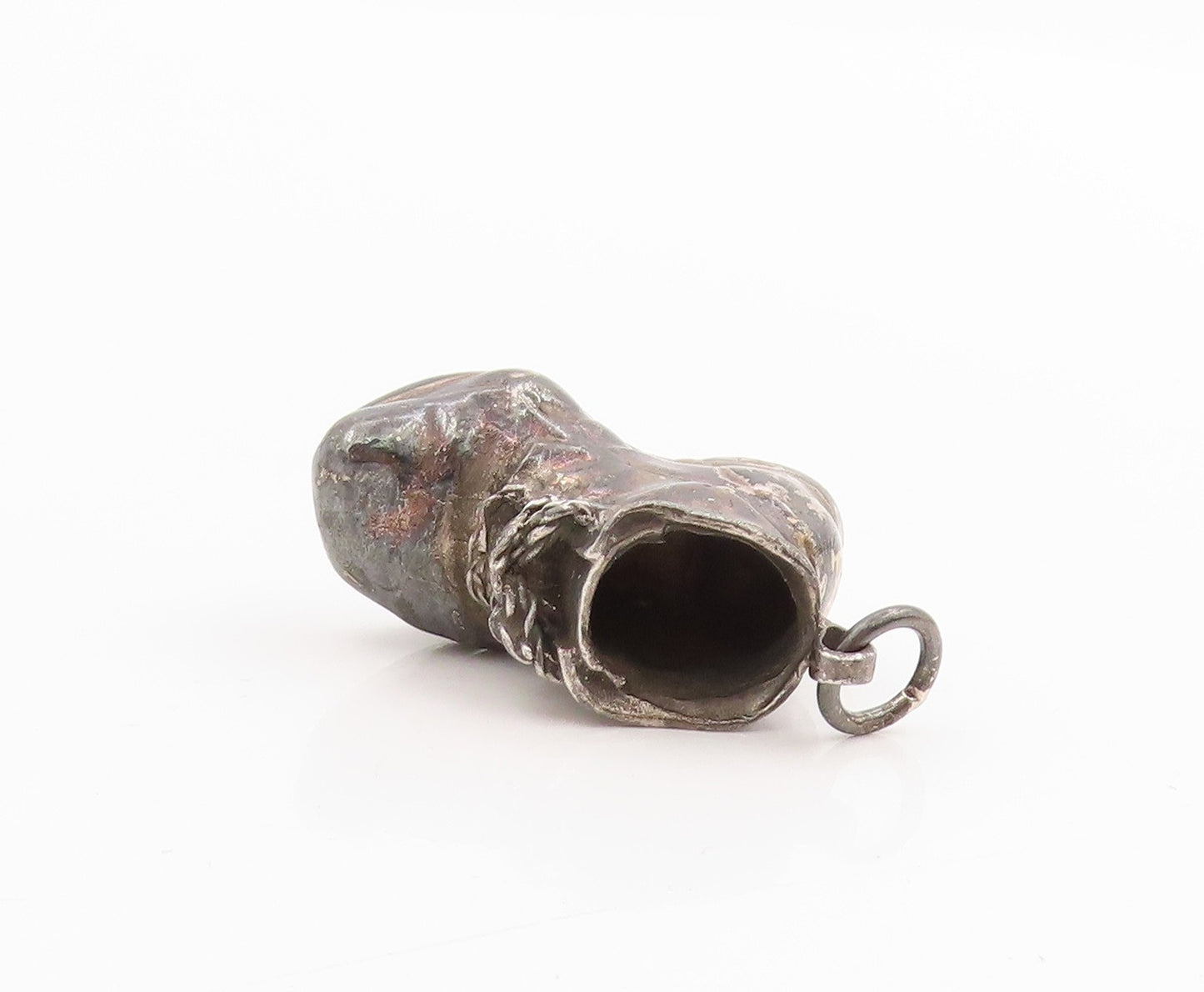 925 Sterling Silver Vintage Pendant Dark Tone Baby Bootie Shoe Charm  PT25268