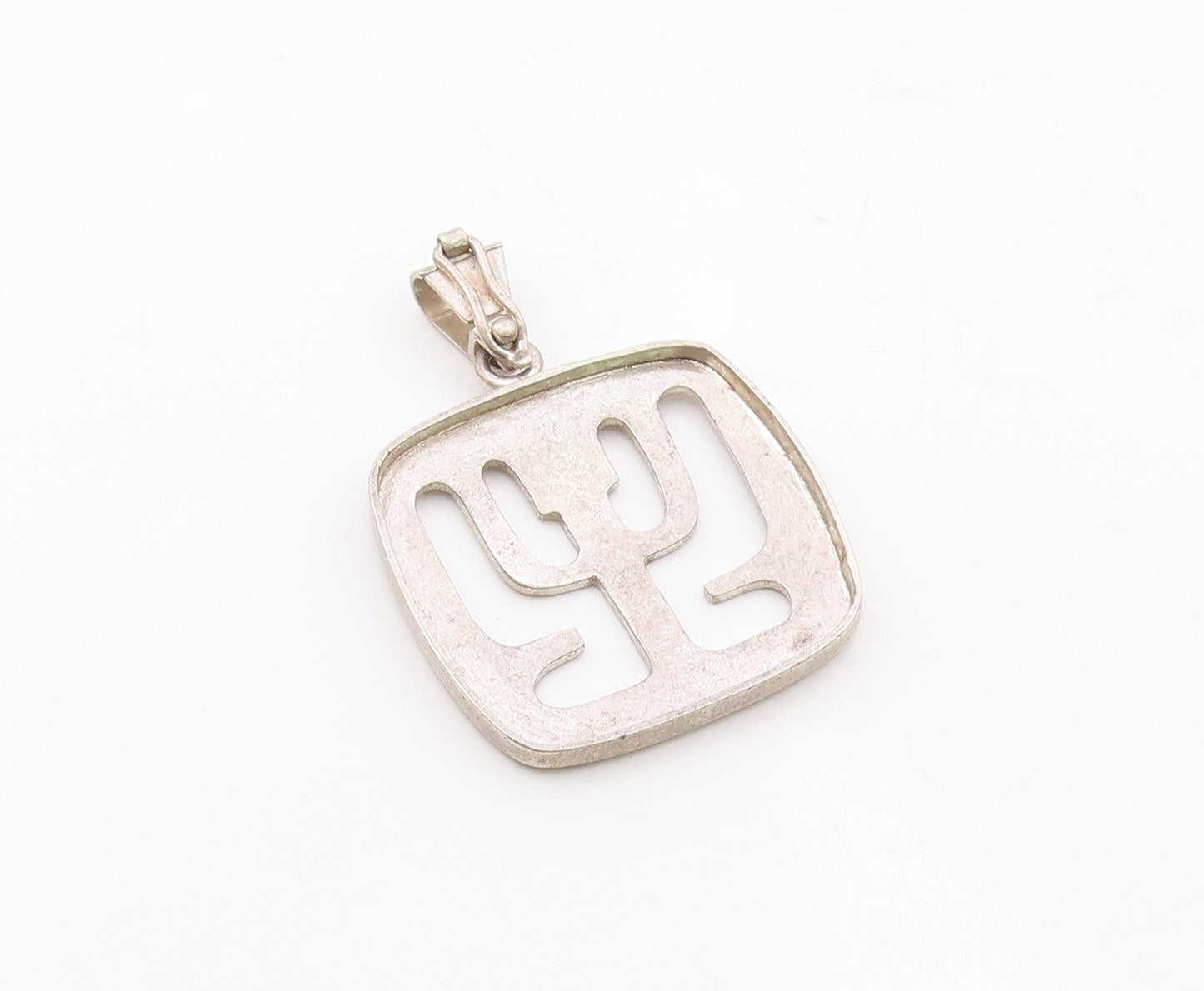 925 Sterling Silver  Vintage Shiny Smooth Cutout Design Drop Pendant  PT17389