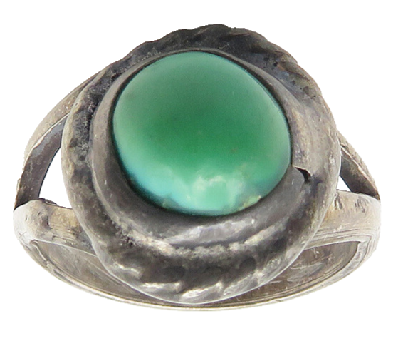 NAVAJO 925 Silver  Vintage Antique Turquoise Twist Band Ring Sz 5  RG10692