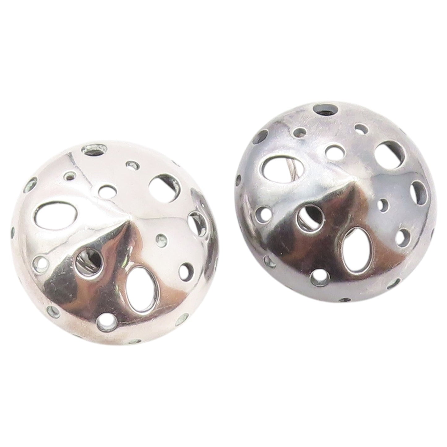 925 Sterling Silver Vintage Earrings PEDRO BOREGAARD Classic Cutout Dome EG14467
