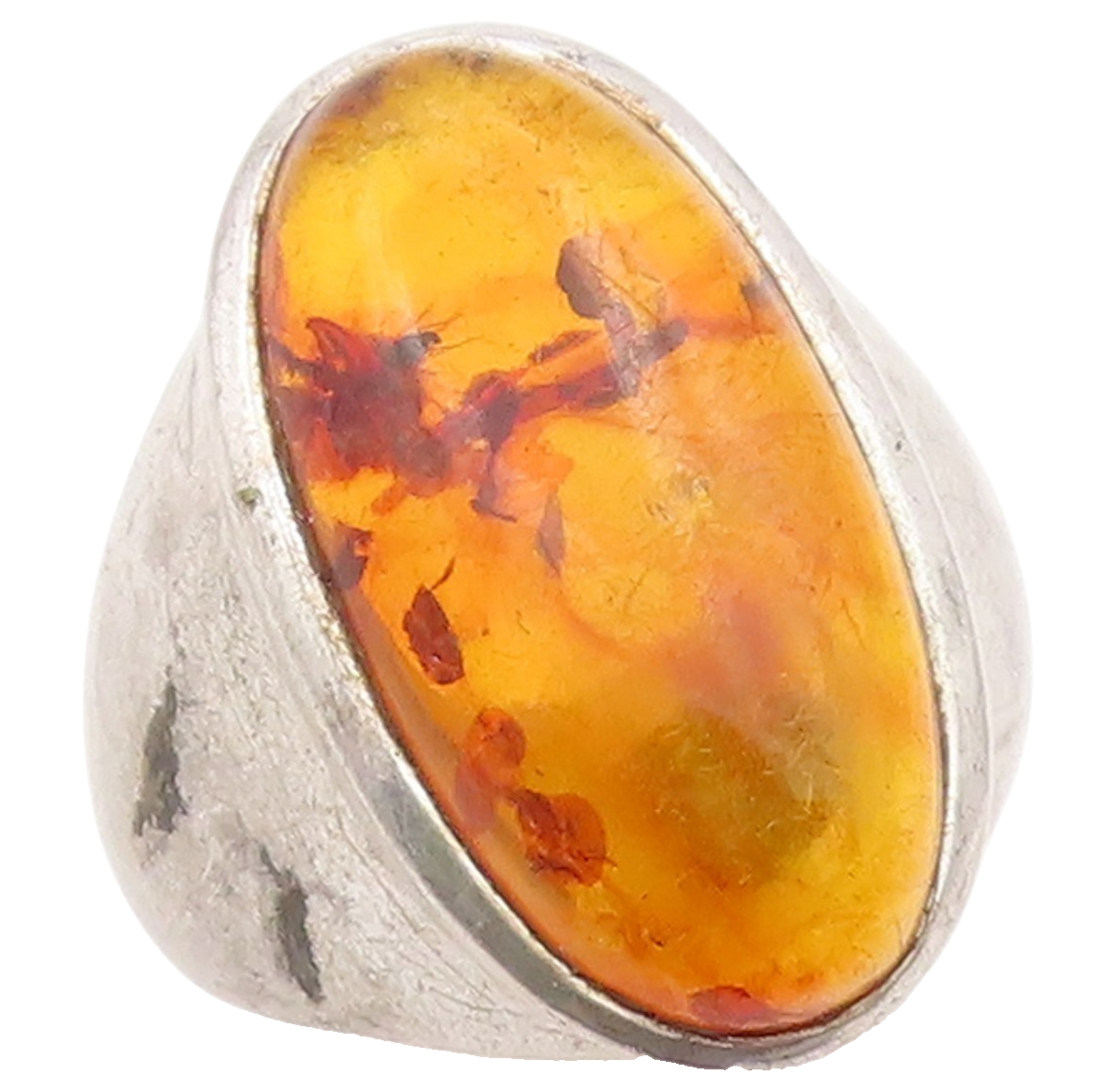 925 Sterling Silver Vintage Ring Classic Honey Amber Statement Band Sz 9 RG36431