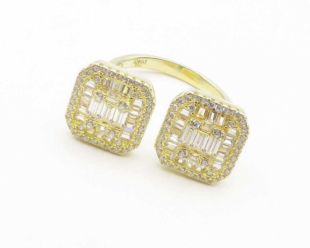 925 Sterling Silver  Cubic Zirconia Gold Plated Shiny Band Ring Sz 7  RG14955