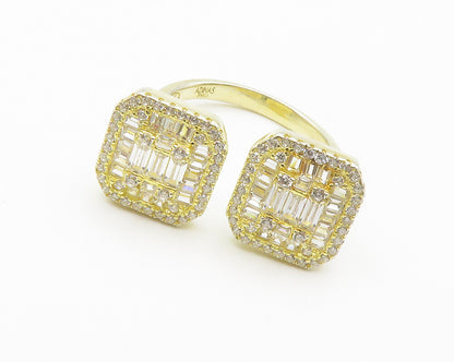 925 Sterling Silver  Cubic Zirconia Gold Plated Shiny Band Ring Sz 7  RG14955