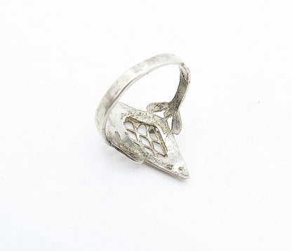 925 Sterling Silver  Vintage Shiny Etched Pointed Band Ring Sz 6.5  RG5223