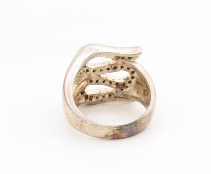 925 Sterling Silver Vintage Ring Spinel Coiled Serpent Swirl  Sz 10  RG34541