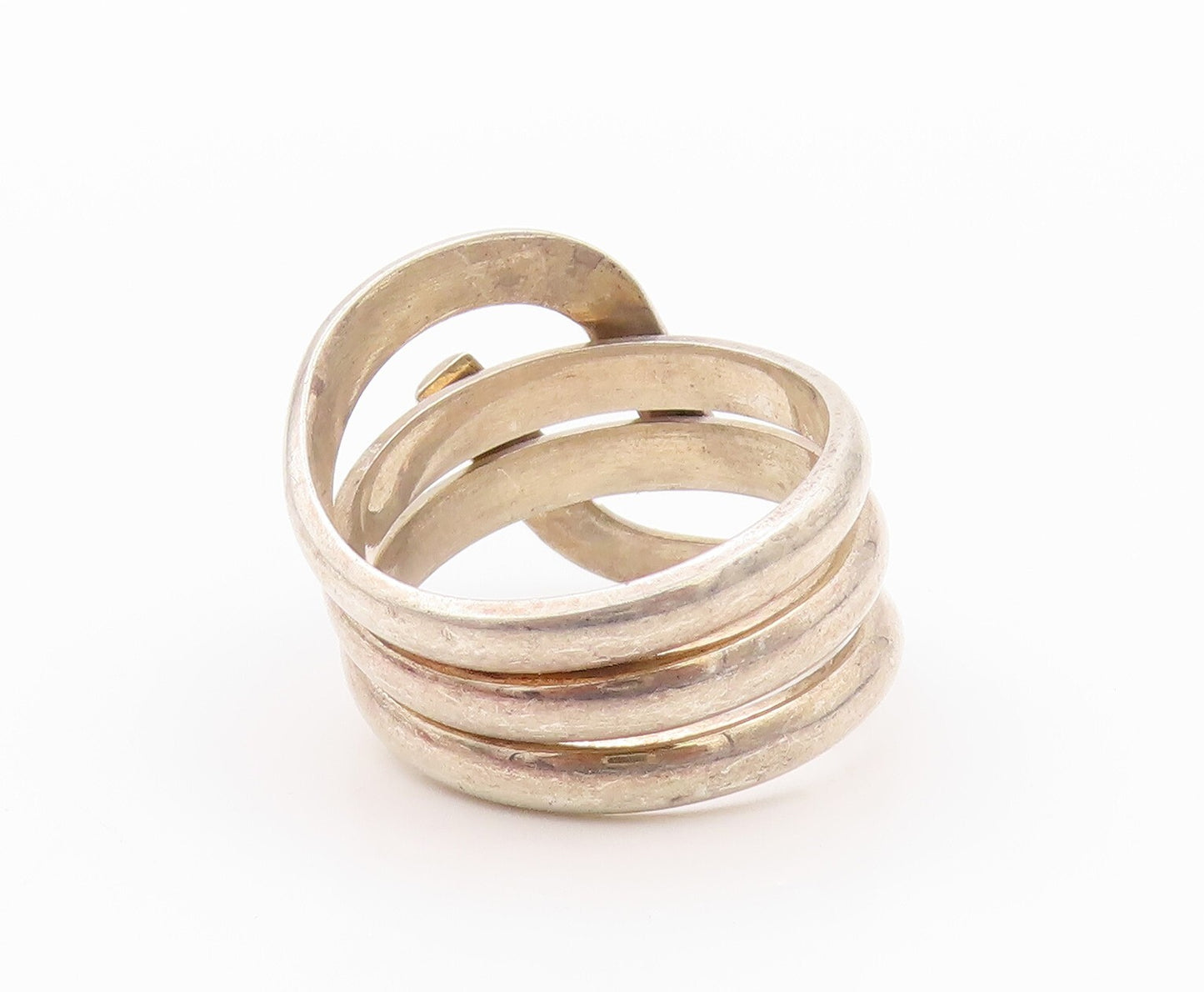 925 Sterling Silver Vintage Ring MEXICO Stacked Rope Effect  SZ 13.5  RG32183