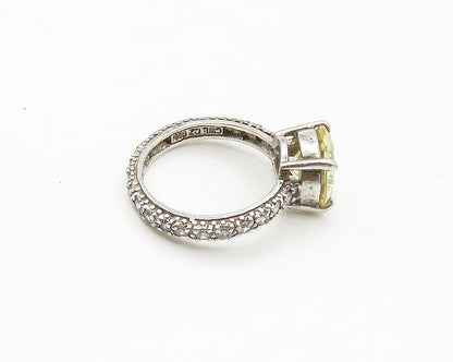 925 Sterling Silver  Vintage Cubic Zirconia Solitaire Accent Ring Sz 8 RG17232