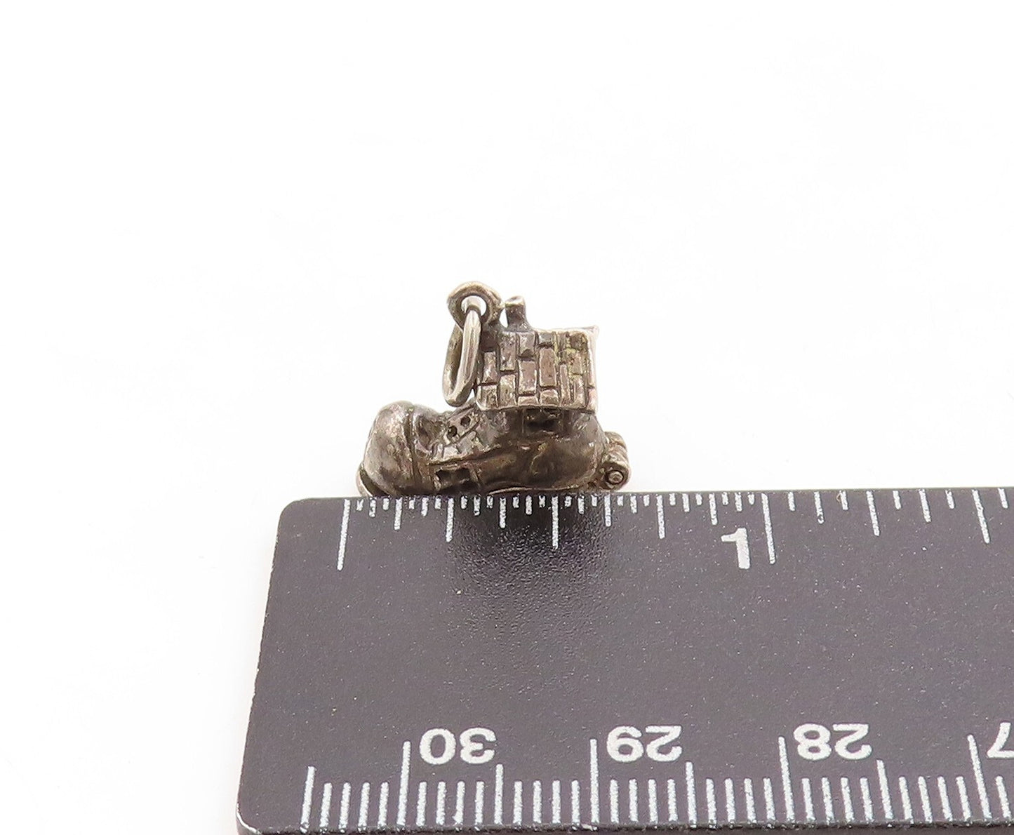 925 Sterling Silver Vintage Pendant Boot Family Home Charm (OPENS)  PT23855