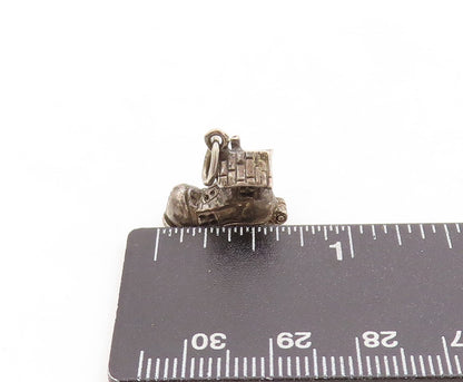 925 Sterling Silver Vintage Pendant Boot Family Home Charm (OPENS)  PT23855