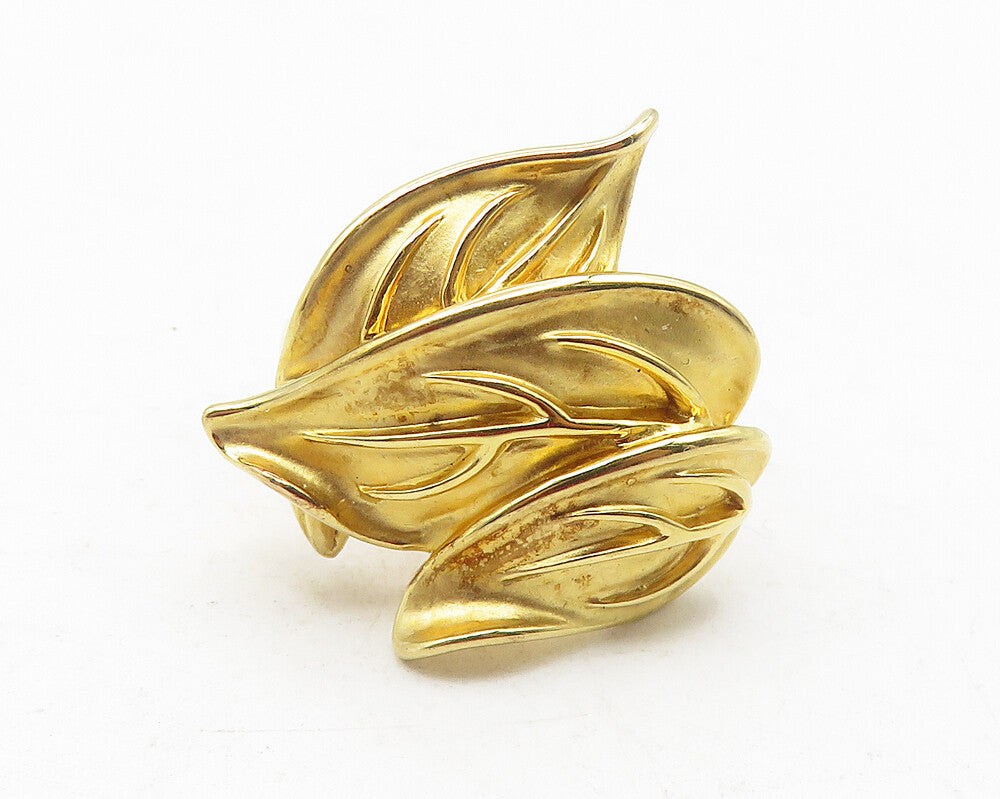 ROSS SIMON 925 Sterling Silver Gold Plated Floral Leaves Band Ring Sz 7  RG12066