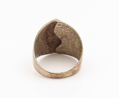 925 Sterling Silver Vintage Ring ISRAEL Modernist Wavy Wide Band  Sz 7  RG35400