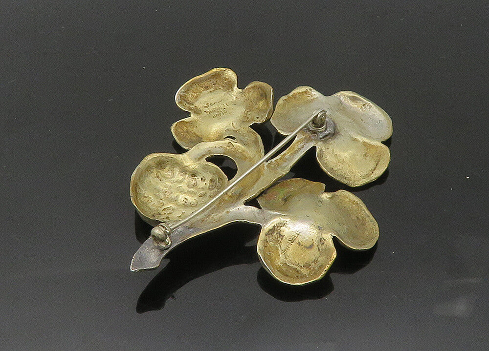 925 Sterling Silver  Vintage Heavy Floral Motif Brooch Pin  BP8208