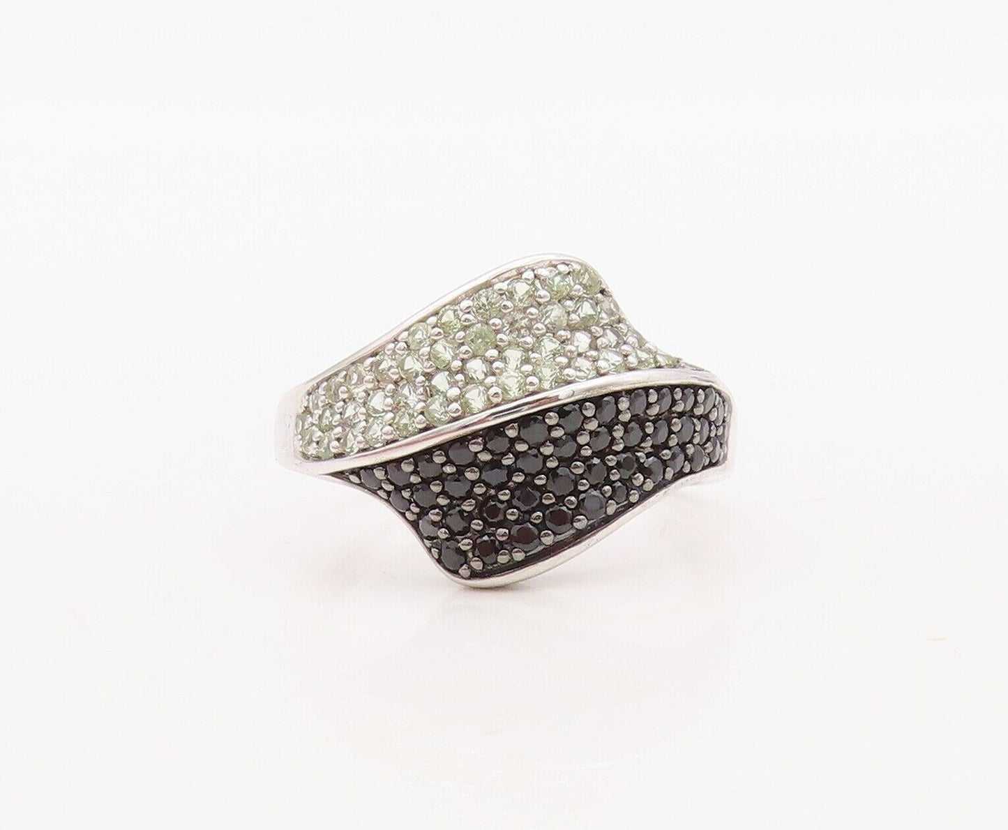 925 Sterling Silver Vintage Ring Designer White Sapphire & Spinel  Sz 7  RG30040