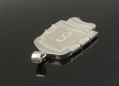 925 Sterling Silver  Vintage Shiny Saginaw Ice Hockey Jersey Pendant  PT18733