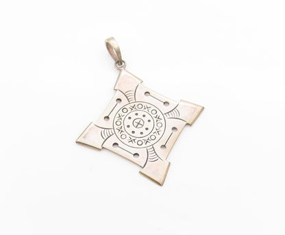 925 Sterling Silver Vintage Pendant Geometric Directional Tribal Compass PT24827