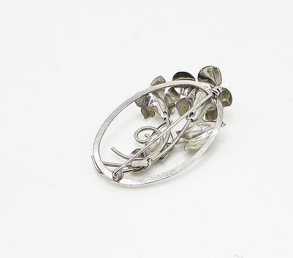 BB 925 Sterling Silver  Vintage Sculpted Floral Brooch Pin  BP1058