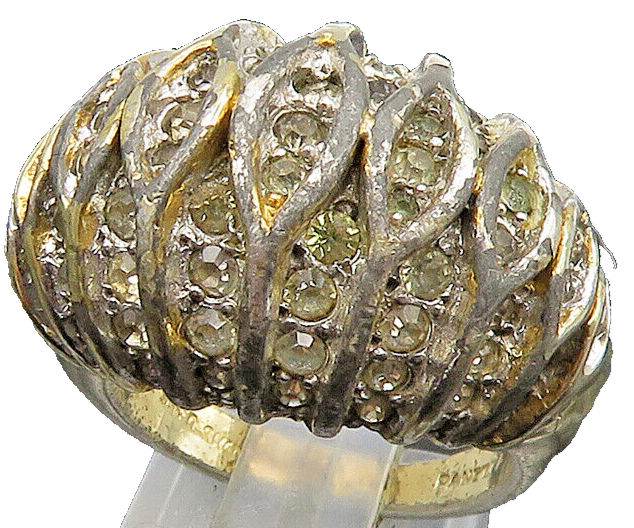 PANETTA 925 Silver  Vintage Shiny White Topaz Dome Band Ring Sz 6.5  RG23946