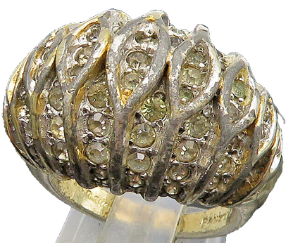 PANETTA 925 Silver  Vintage Shiny White Topaz Dome Band Ring Sz 6.5  RG23946