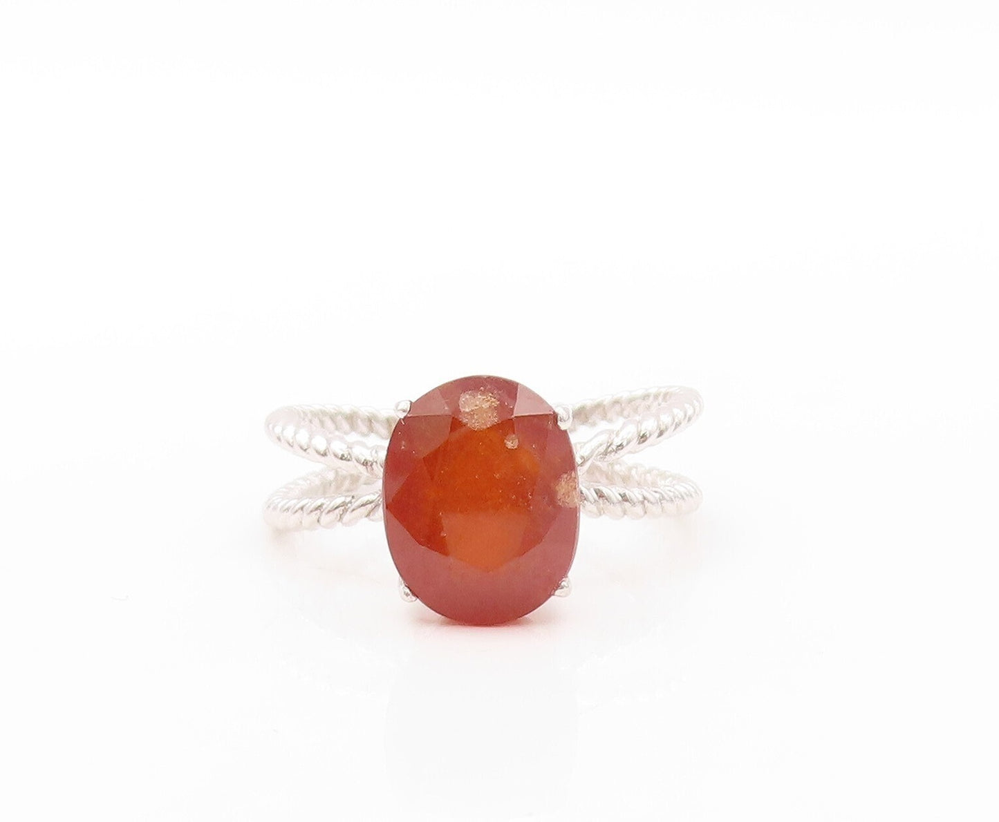925 Sterling Silver Vintage Ring Designer Cutout x Oval Gemstone  Sz 7  RG30827