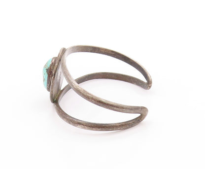925 Sterling Silver Vintage Bracelet NAVAJO Split Cuff Roped Turquoise  BT11229