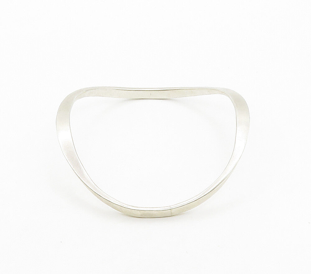 MEXICO 925 Sterling Silver  Vintage Smooth Curved Bangle Bracelet  BT6234